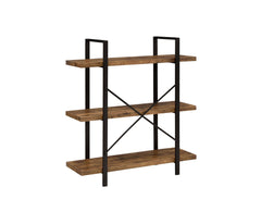 Cole 3-Shelf Bookcase Antique Nutmeg and Black