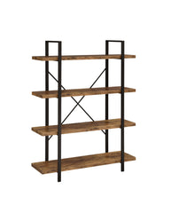 Cole 4-Shelf Bookcase Antique Nutmeg and Black