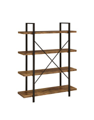 Cole 4-Shelf Bookcase Antique Nutmeg and Black