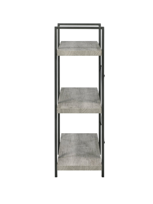 Cole 3-Shelf Bookcase Grey Driftwood and Gunmetal