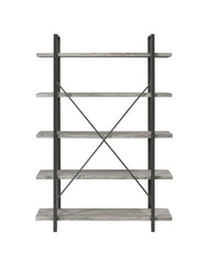 Cole 5-Shelf Bookcase Grey Driftwood and Gunmetal