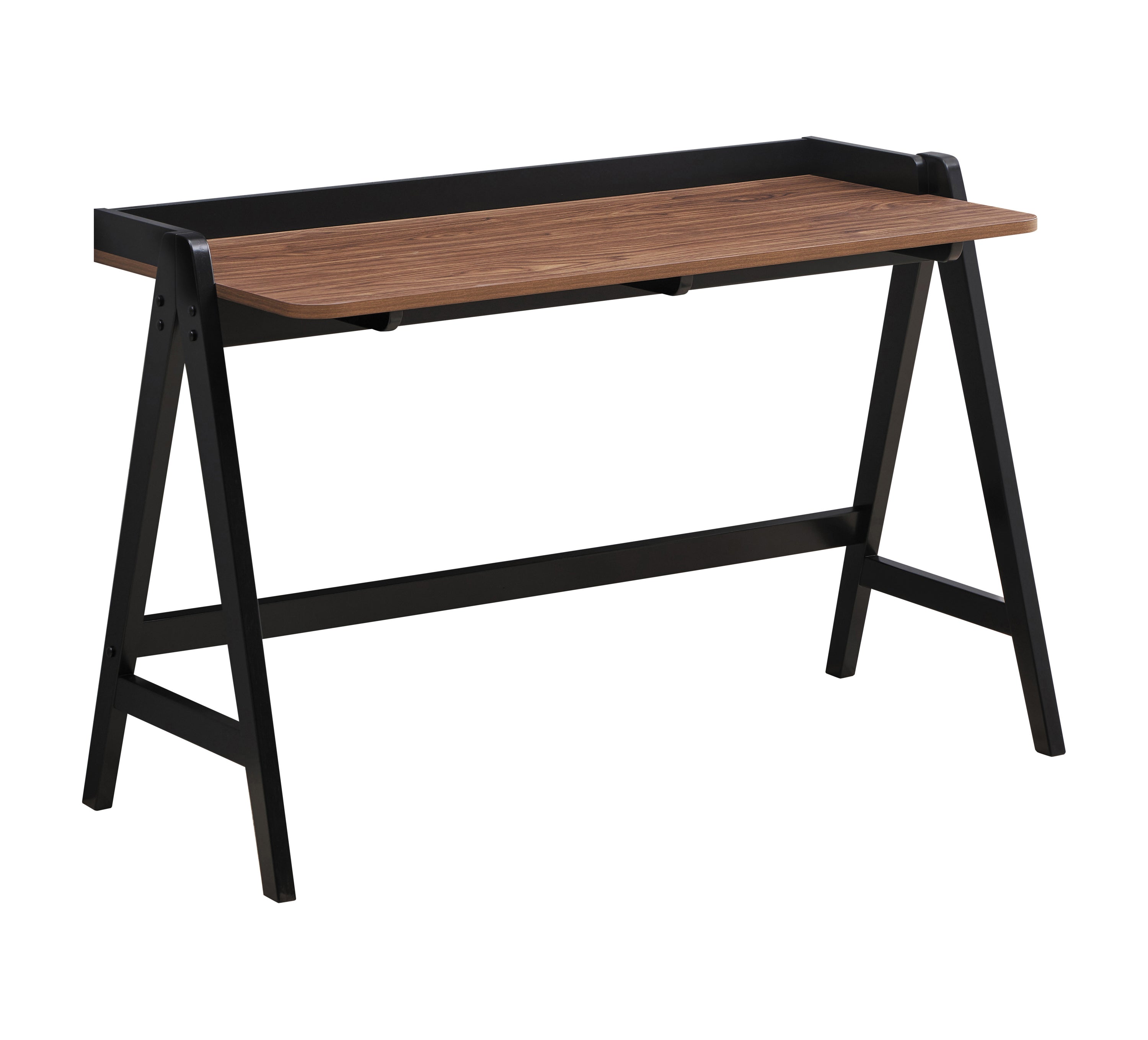 Raul Writing Desk Walnut and Black with USB ports