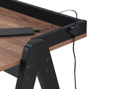 Raul Writing Desk Walnut and Black with USB ports