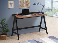 Raul Writing Desk Walnut and Black with USB ports