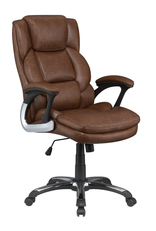 Nerris Adjustable Height Office Chair with Padded Arm Brown and Black