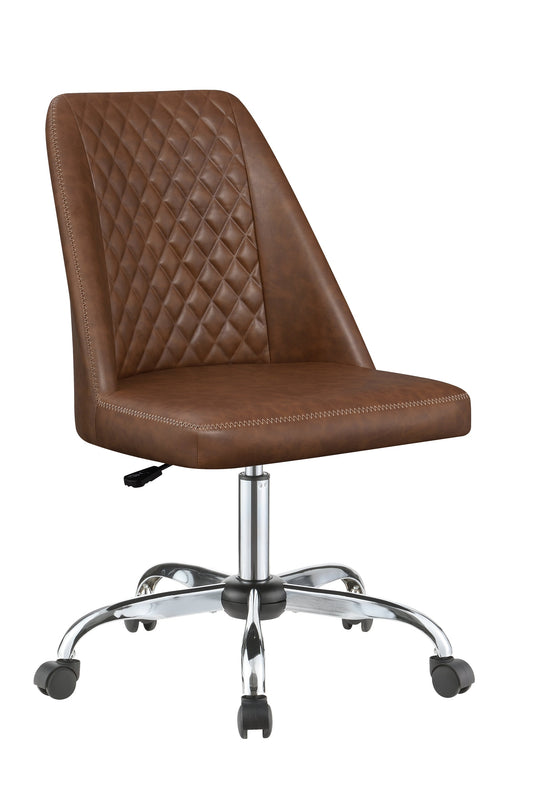 Althea Upholstered Tufted Back Office Chair Brown and Chrome