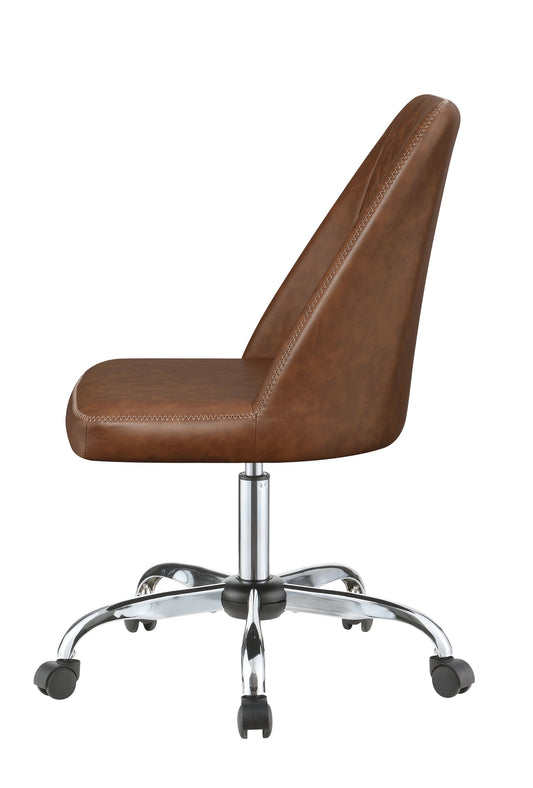 Althea Upholstered Tufted Back Office Chair Brown and Chrome