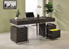 Noorvik 3-drawer Writing Desk Dark Oak and Chrome