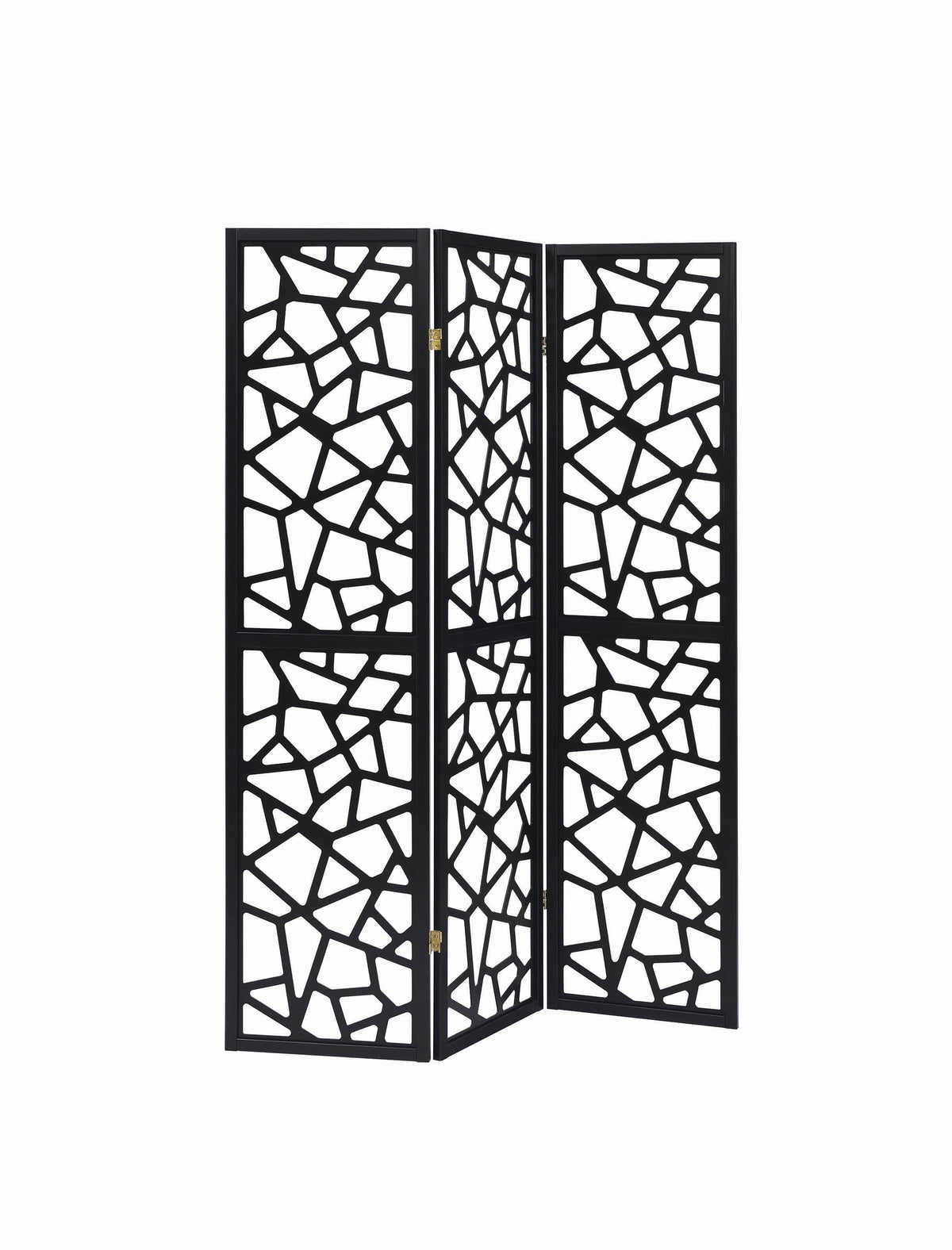 Nailan 3-panel Open Mosaic Pattern Room Divider Black