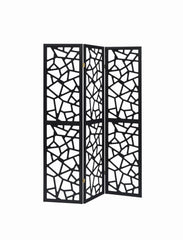 Nailan 3-panel Open Mosaic Pattern Room Divider Black