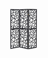 Nailan 3-panel Open Mosaic Pattern Room Divider Black