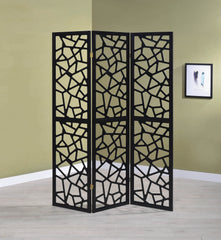 Nailan 3-panel Open Mosaic Pattern Room Divider Black