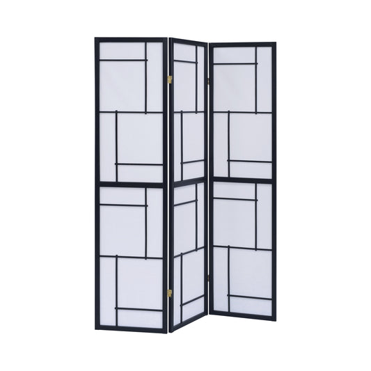 Katerina 3-panel Folding Floor Screen Black and White