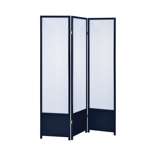 Calix 3-panel Folding Floor Screen Translucent and Black