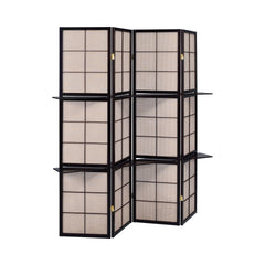 Iggy 4-panel Folding Screen with Removable Shelves Tan and Cappuccino