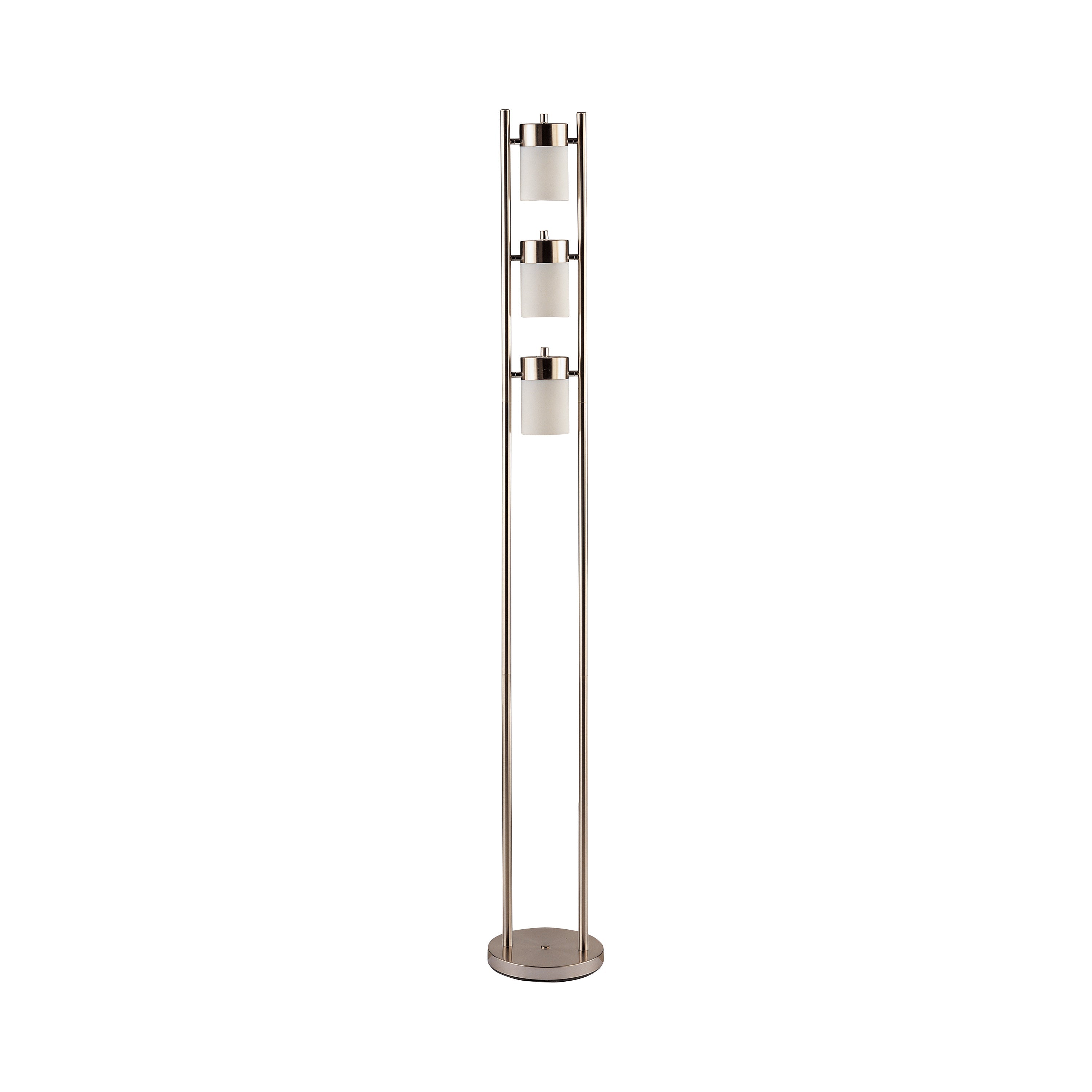 Munson Floor Lamp with 3 Swivel Lights Brushed Silver