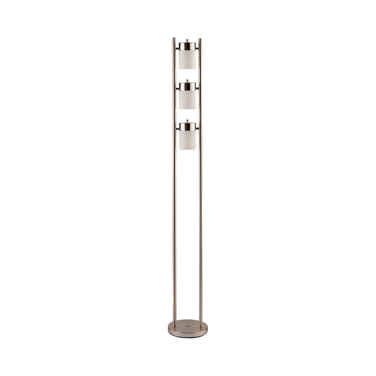 Munson Floor Lamp with 3 Swivel Lights Brushed Silver