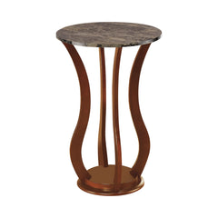 Elton Round Marble Top Accent Table Brown