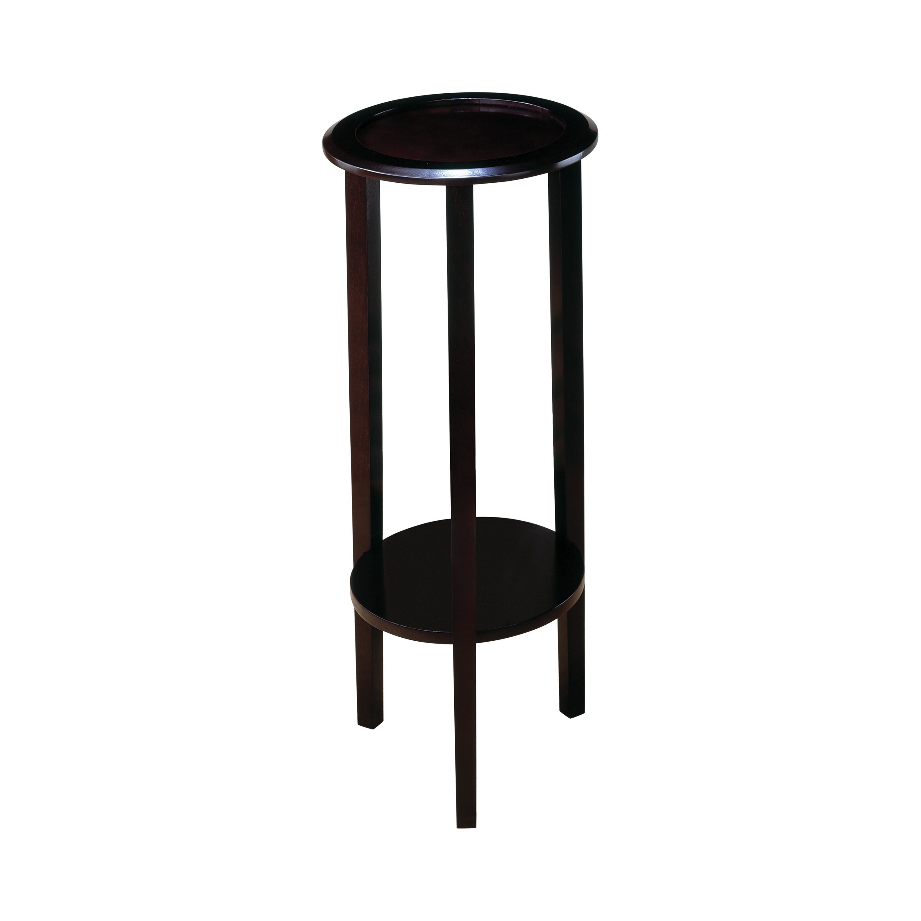 Kirk Round Accent Table with Bottom Shelf Espresso