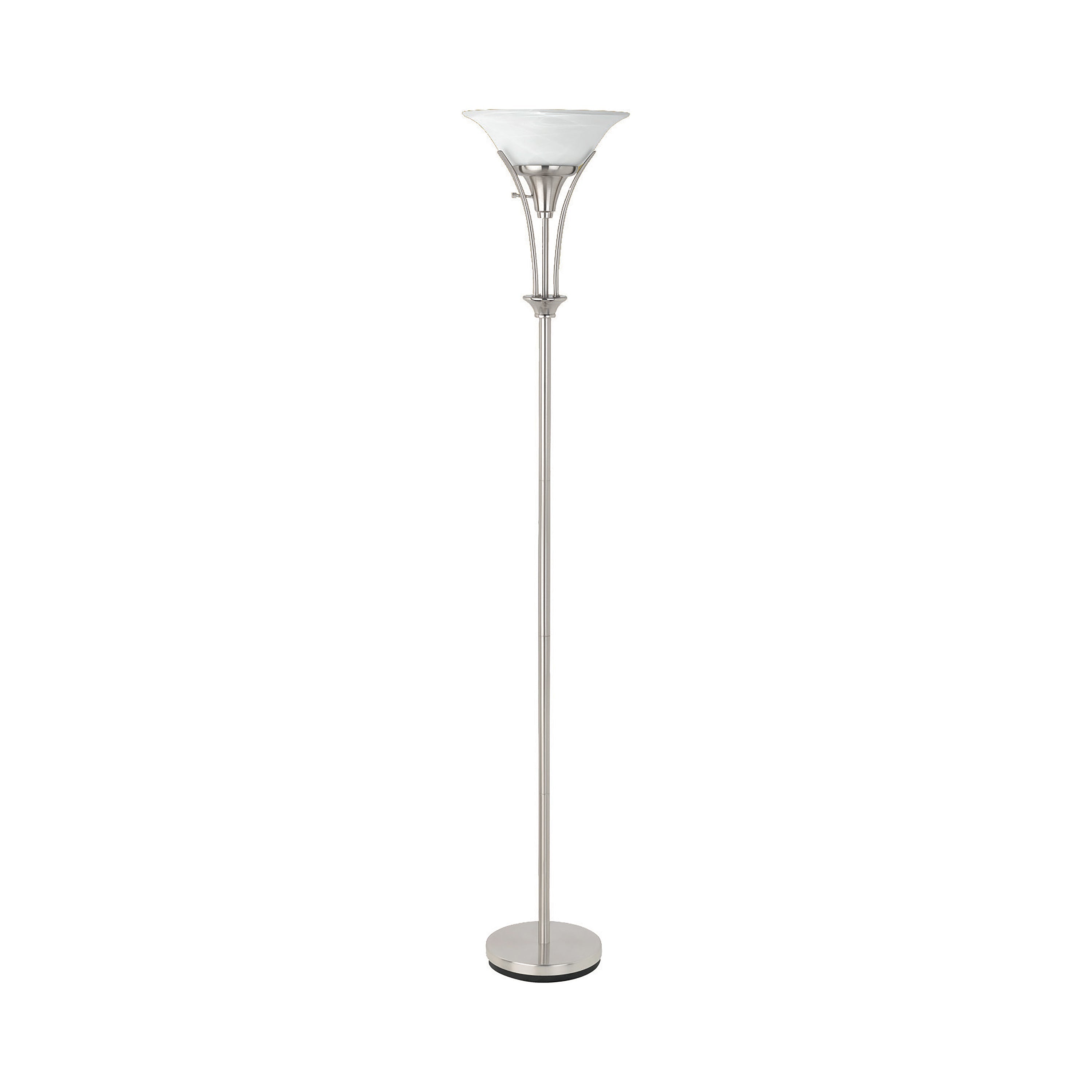 Archie Floor Lamp with Frosted Ribbed Shade Brushed Steel