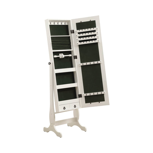 Batista Jewelry Cheval Mirror with Drawers White