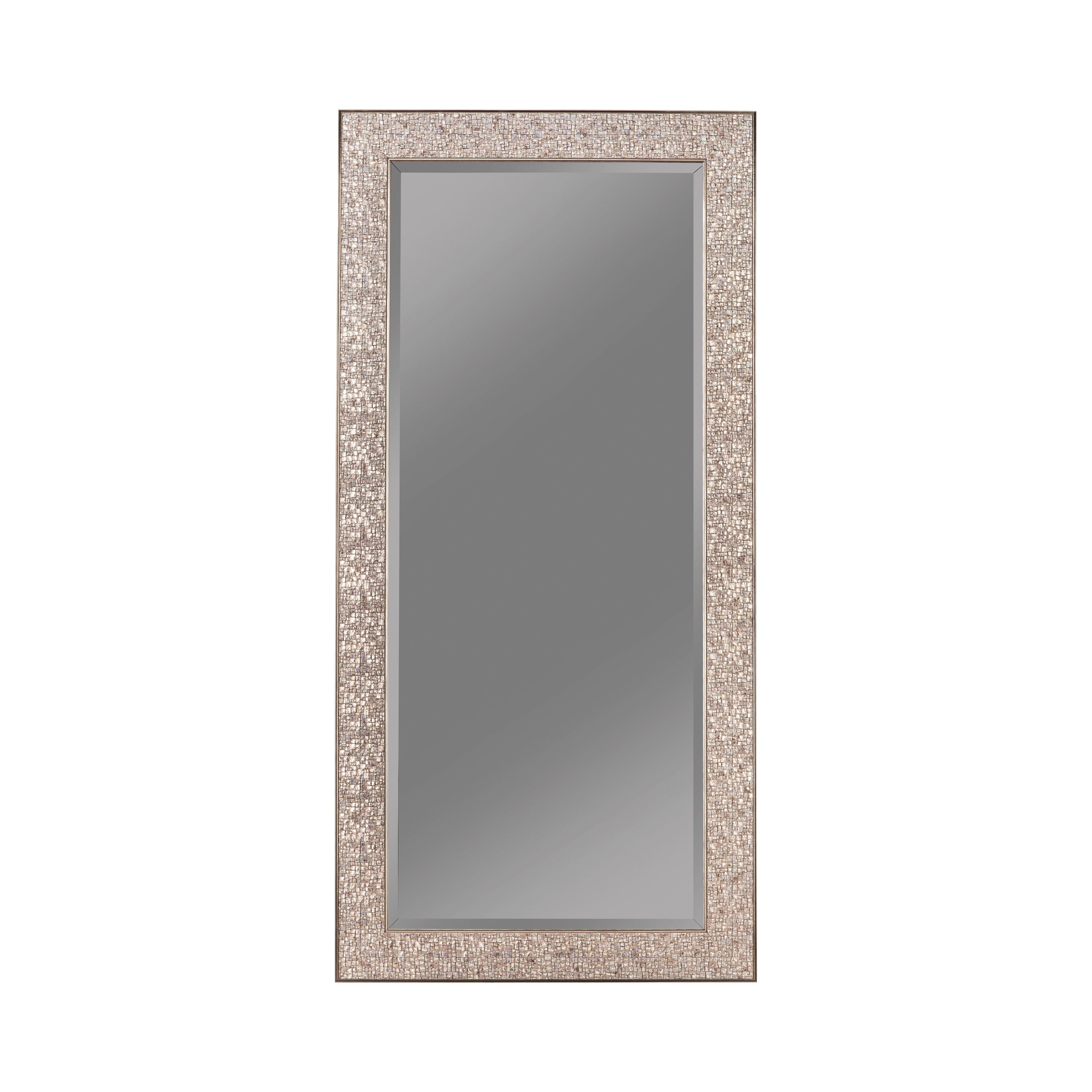 Rollins Rectangular Floor Mirror Silver Sparkle