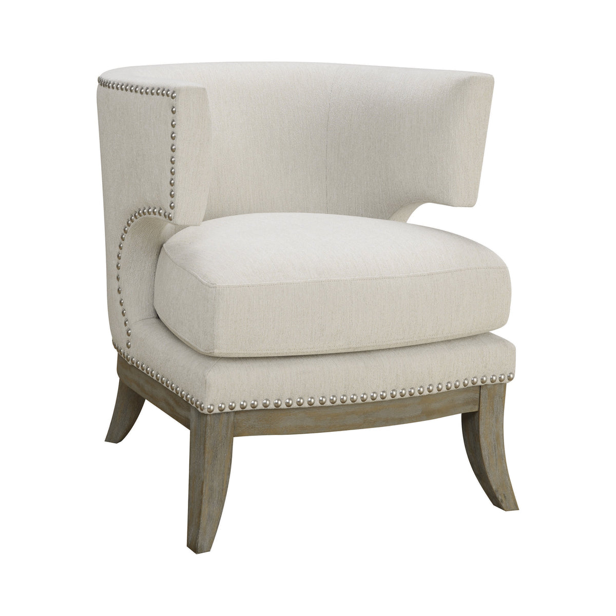 Dominic Barrel Back Accent Chair White and Weathered Grey