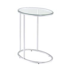 Kyle Oval Snack Table Chrome and Clear