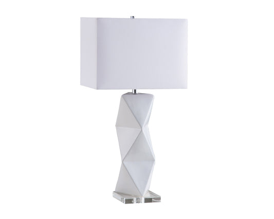 Camie Geometric Ceramic Base Table Lamp White