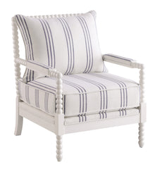 Blanchett Upholstered Accent Chair with Spindle Accent White and Navy