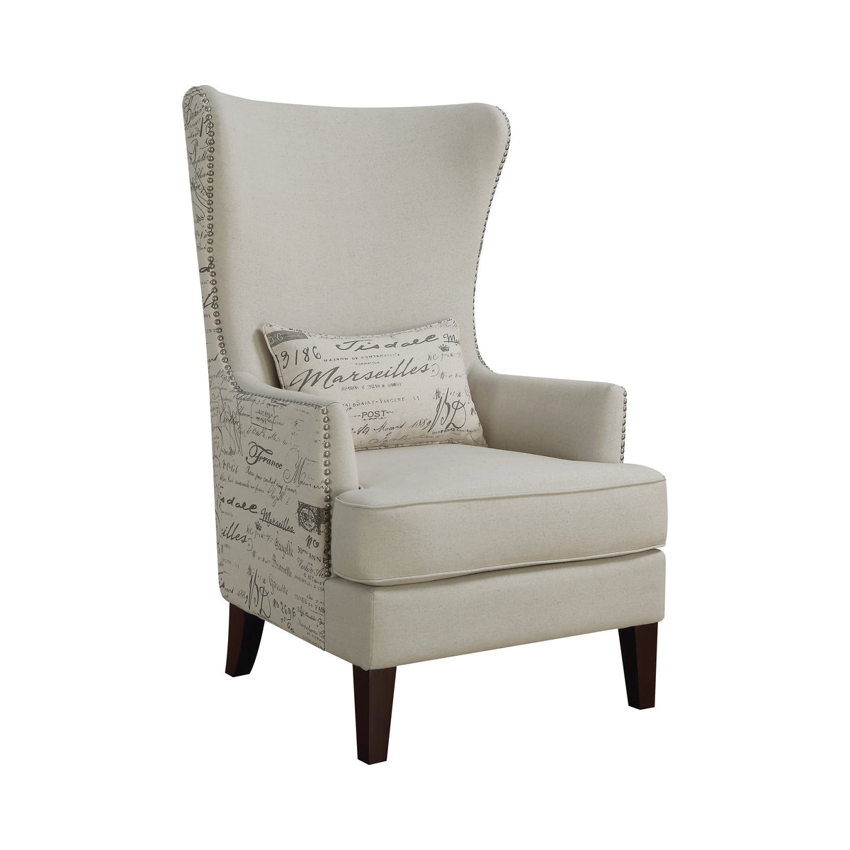 Pippin Curved Arm High Back Accent Chair Cream