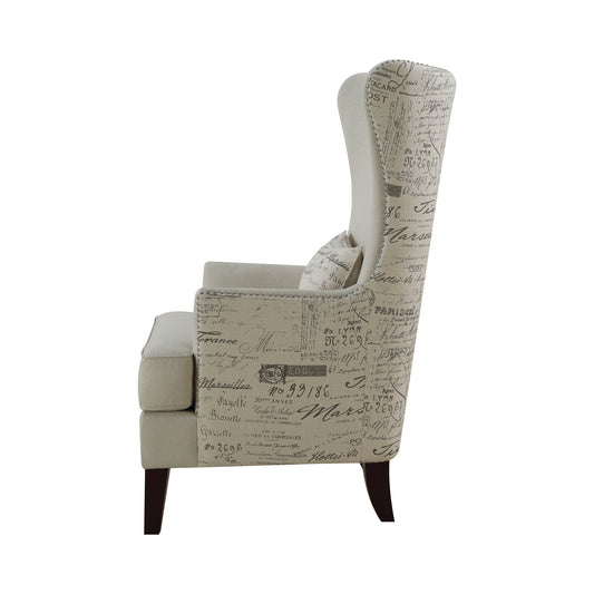 Pippin Curved Arm High Back Accent Chair Cream