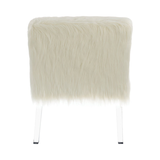 Faux Sheepskin Upholstered Accent Chair White