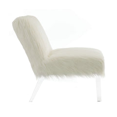 Faux Sheepskin Upholstered Accent Chair White