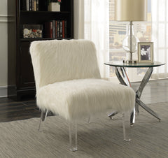 Faux Sheepskin Upholstered Accent Chair White