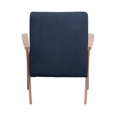 Cheryl Wooden Arms Accent Chair Dark Blue and Walnut