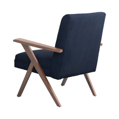 Cheryl Wooden Arms Accent Chair Dark Blue and Walnut