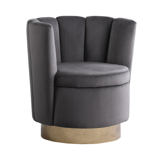 Channeled Tufted Swivel Chair Grey and Gold