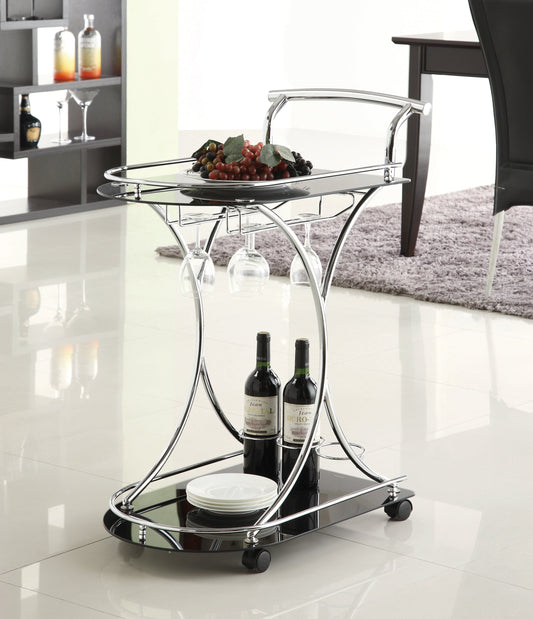 Elfman 2-shelve Serving Cart Chrome and Black