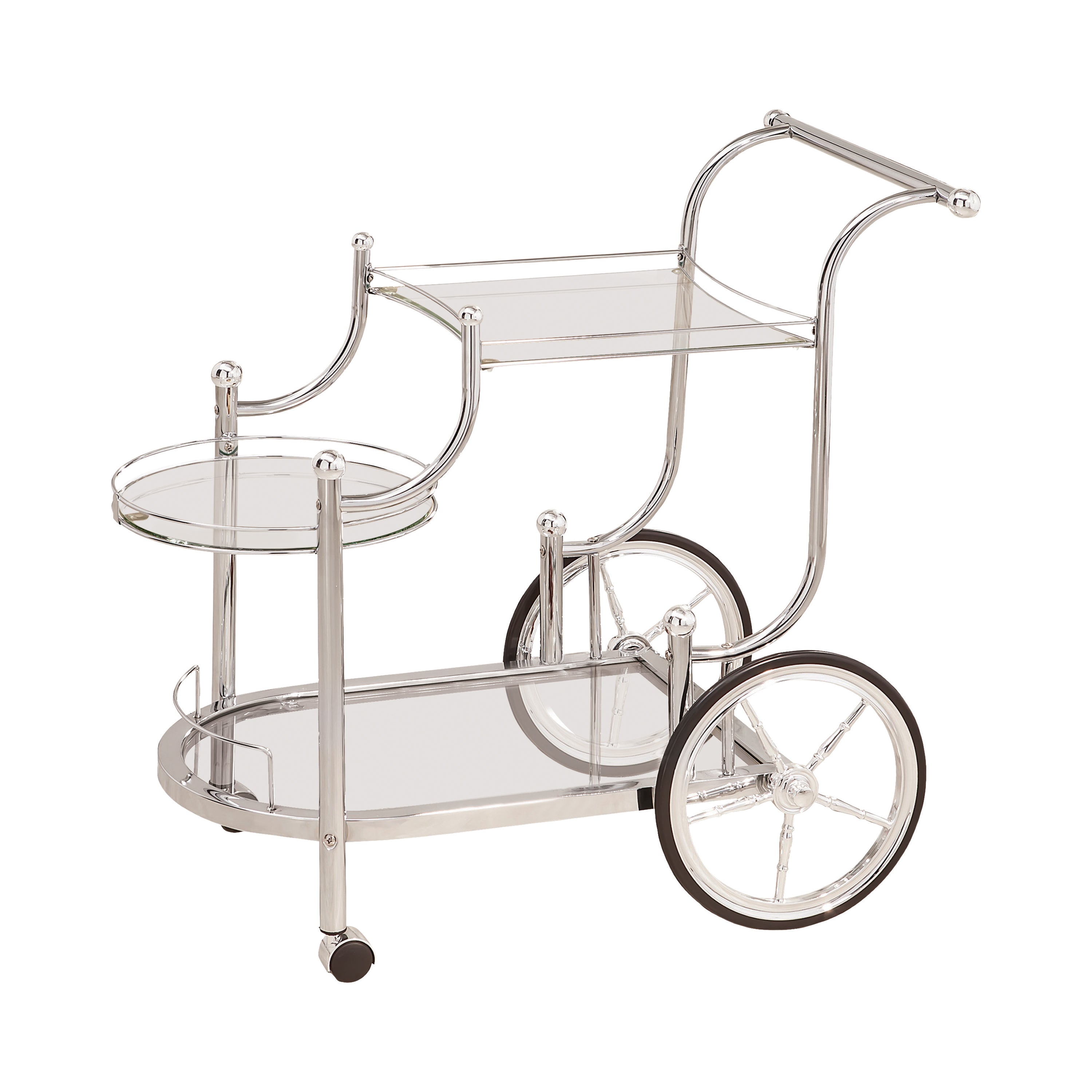 Sarandon 3-tier Serving Cart Chrome and Clear