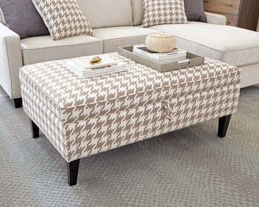 McLoughlin Upholstered Storage Ottoman Beige and White