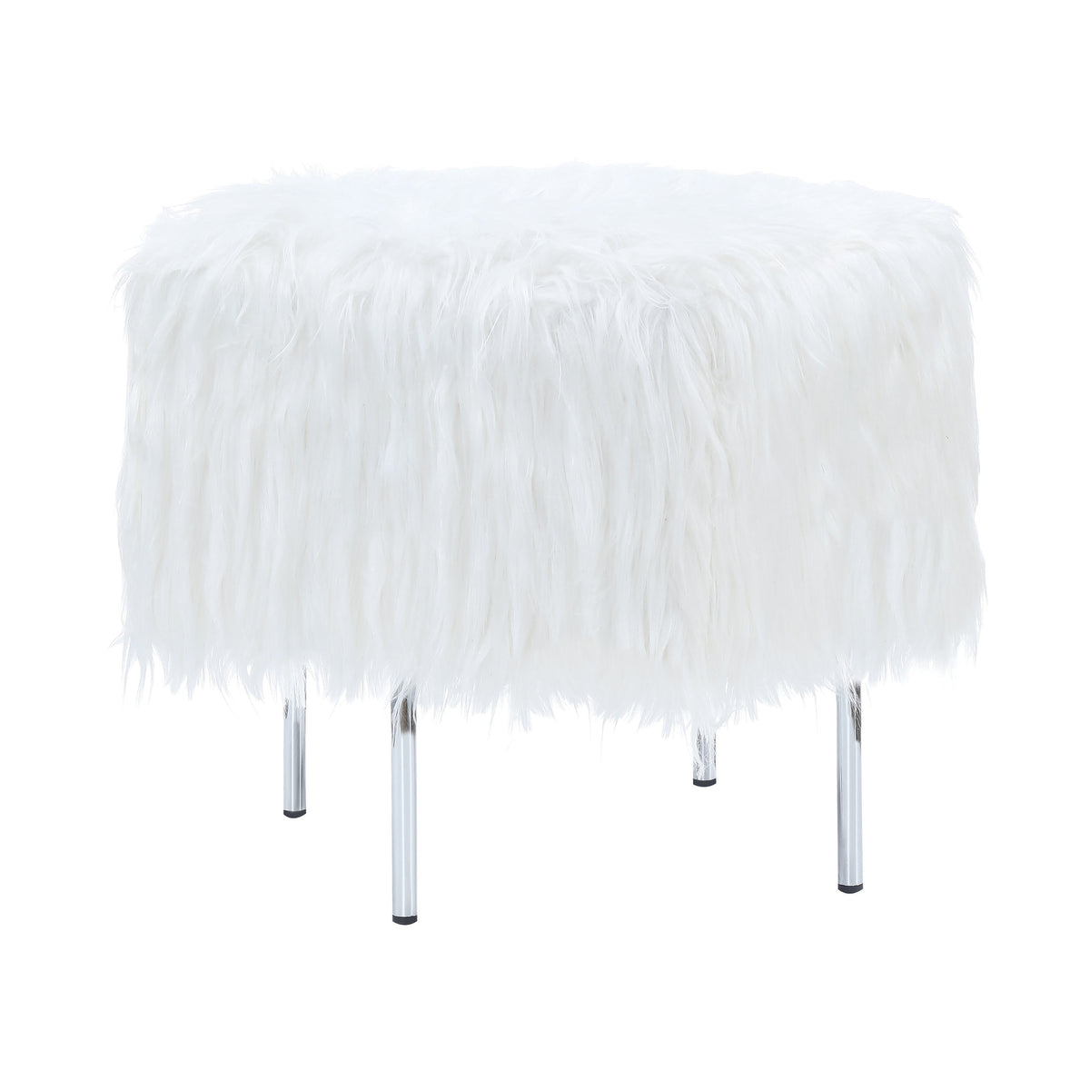 Faux Sheepskin Square Ottoman White