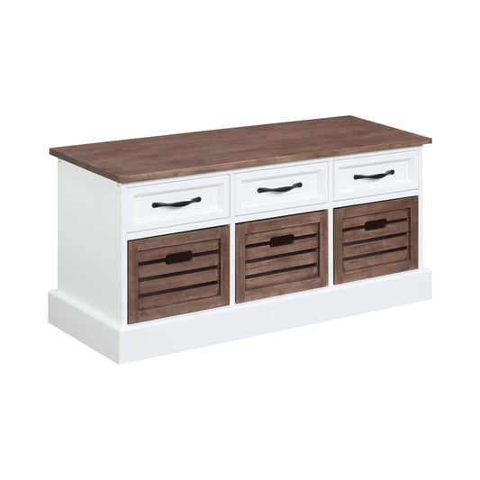 Alma 3-drawer Storage Bench Weathered Brown and White