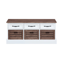 Alma 3-drawer Storage Bench Weathered Brown and White