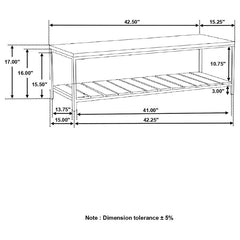 Gerbera Accent Bench with Slat Shelf Natural and Gunmetal