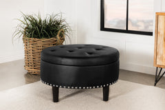 Jace Upholstered Tufted Storage Ottoman Black