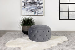 Angelina Tufted Storage Round Ottoman Steel Grey