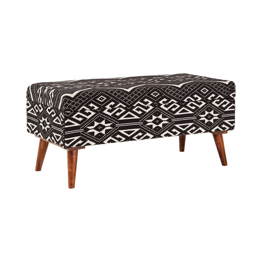 Cababi Upholstered Storage Bench Black and White