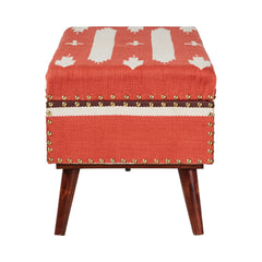 Noah Upholstered Storage Bench Orange and Beige