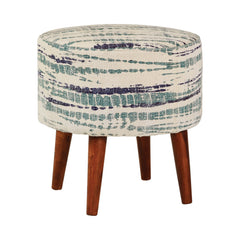 Mason Round Accent Stool Blue and White